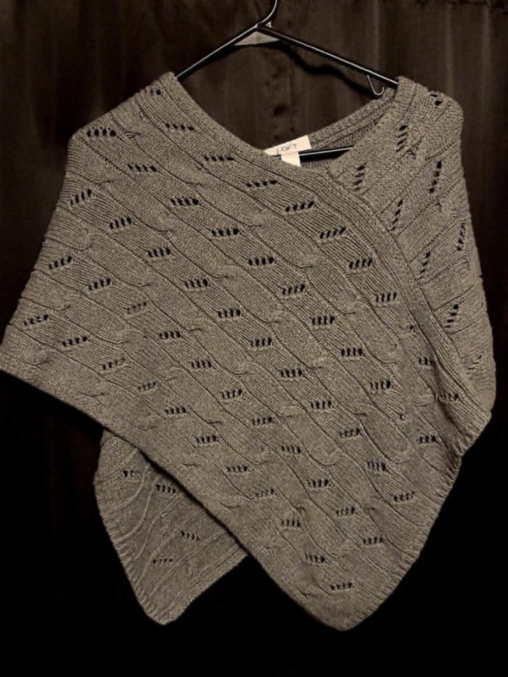 LOFT Ann Taylor Women's Cable Knit Sweater Poncho One Size grey